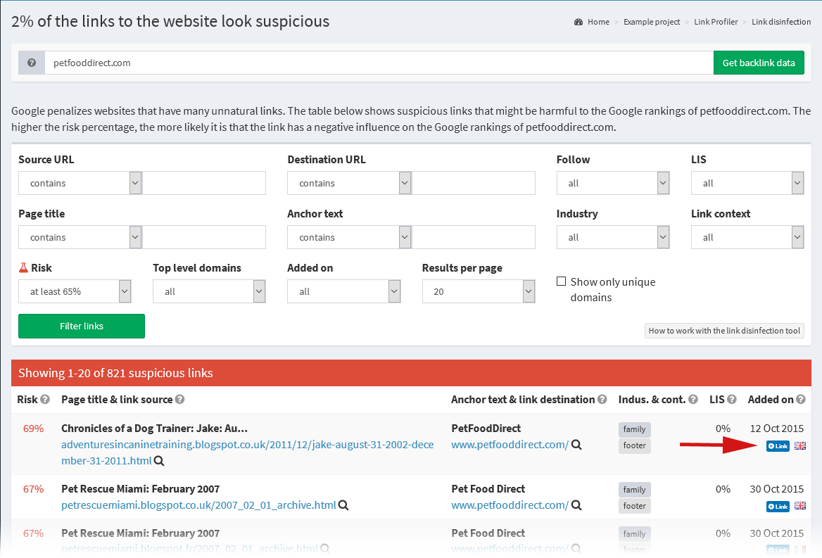 Link Disinfection tool