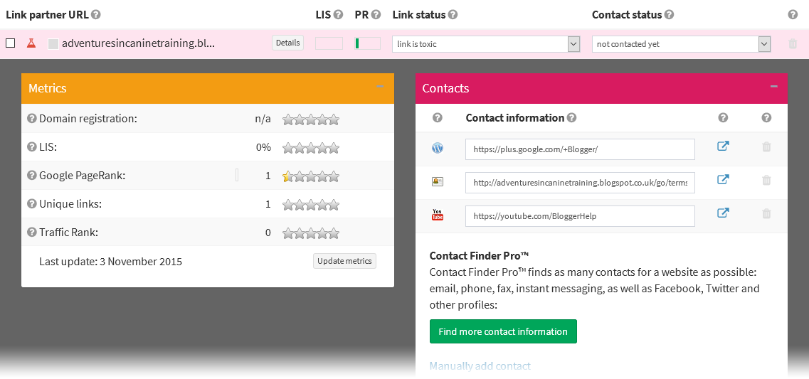 Link Disinfection tool: contact information