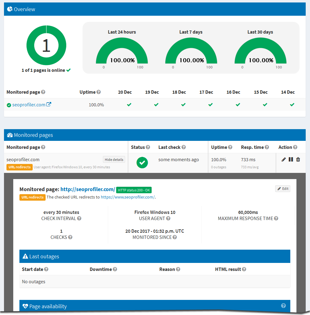Uptime Monitor details