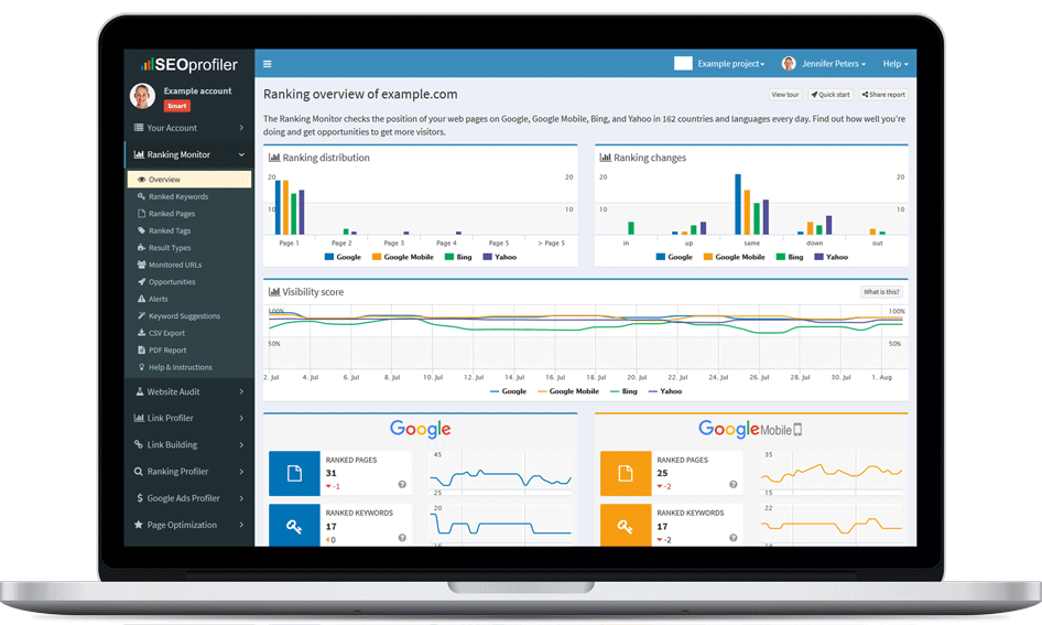 Your new SEO tool: SEOprofiler helps you to get high rankings on search engines.
